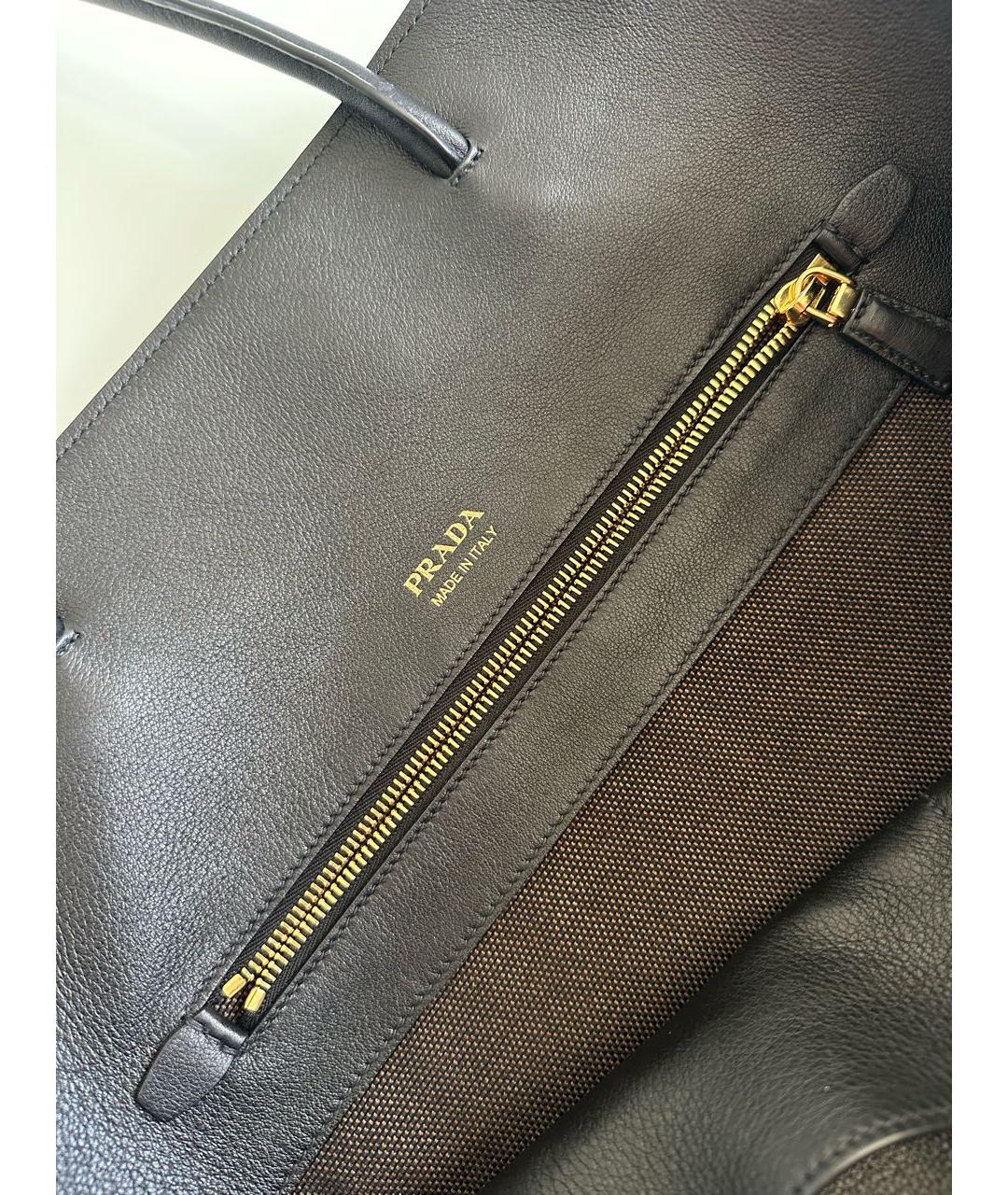 PRADA Черная кожаная сумка тоут, фото 6