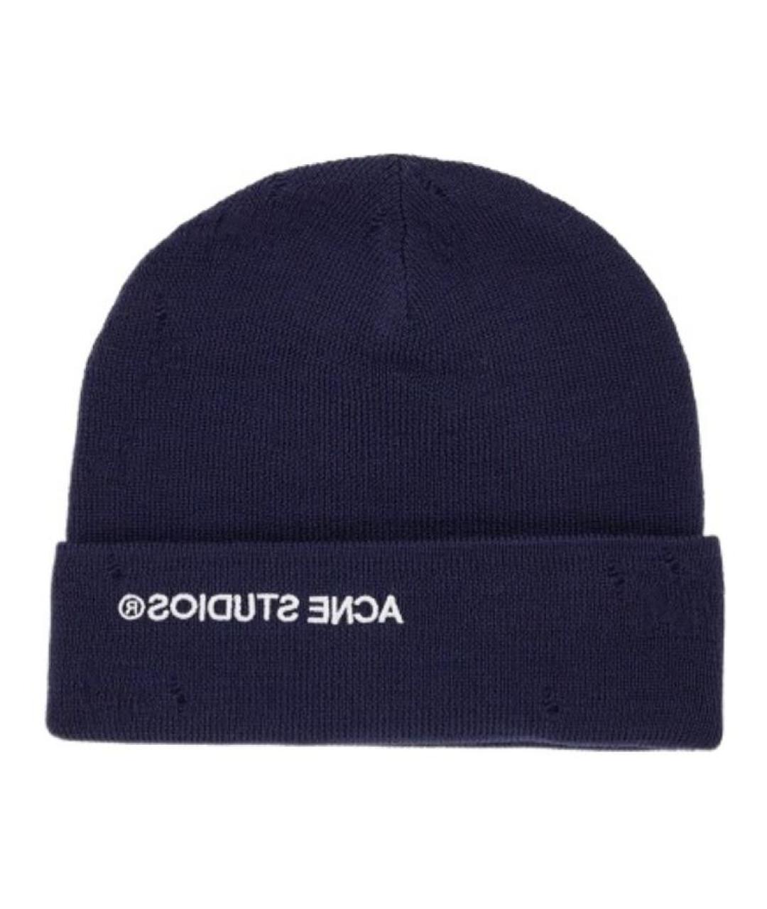 ACNE STUDIOS Темно-синяя шерстяная шапка, фото 2