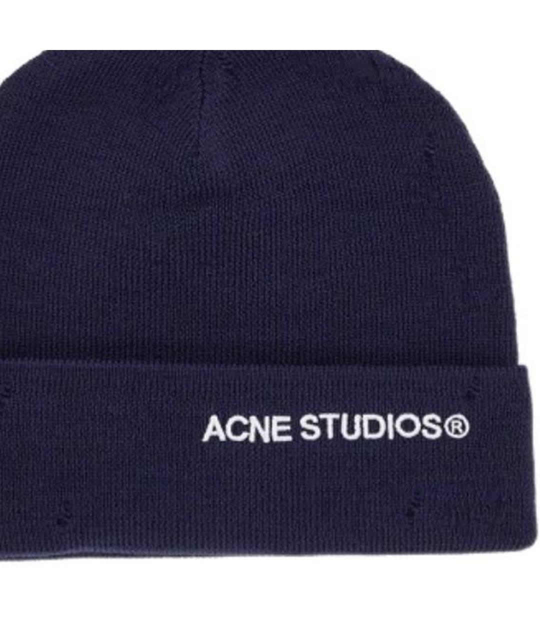 ACNE STUDIOS Темно-синяя шерстяная шапка, фото 3