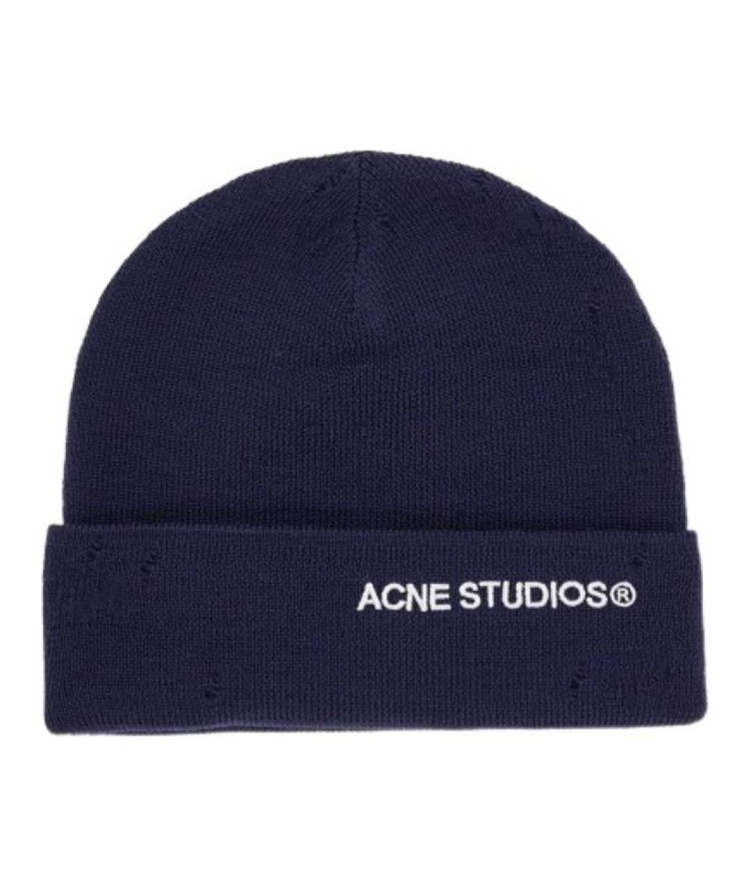ACNE STUDIOS Темно-синяя шерстяная шапка, фото 1