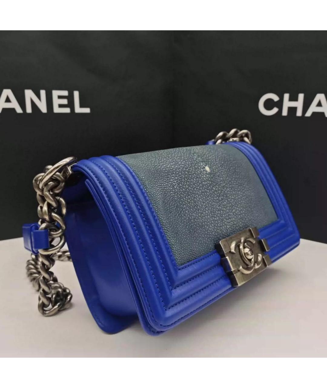 CHANEL Синяя кожаная сумка через плечо, фото 3