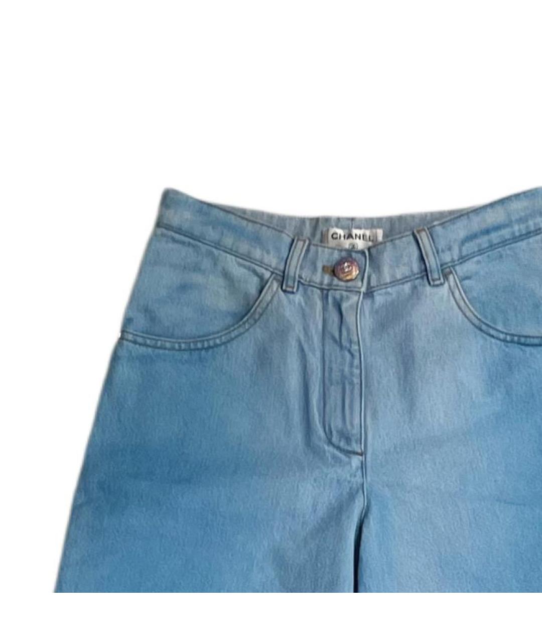 CHANEL Синие хлопковые прямые джинсы, фото 3
