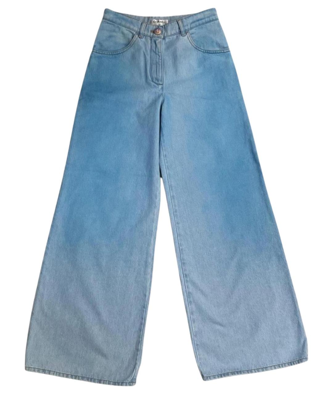 CHANEL Синие хлопковые прямые джинсы, фото 1