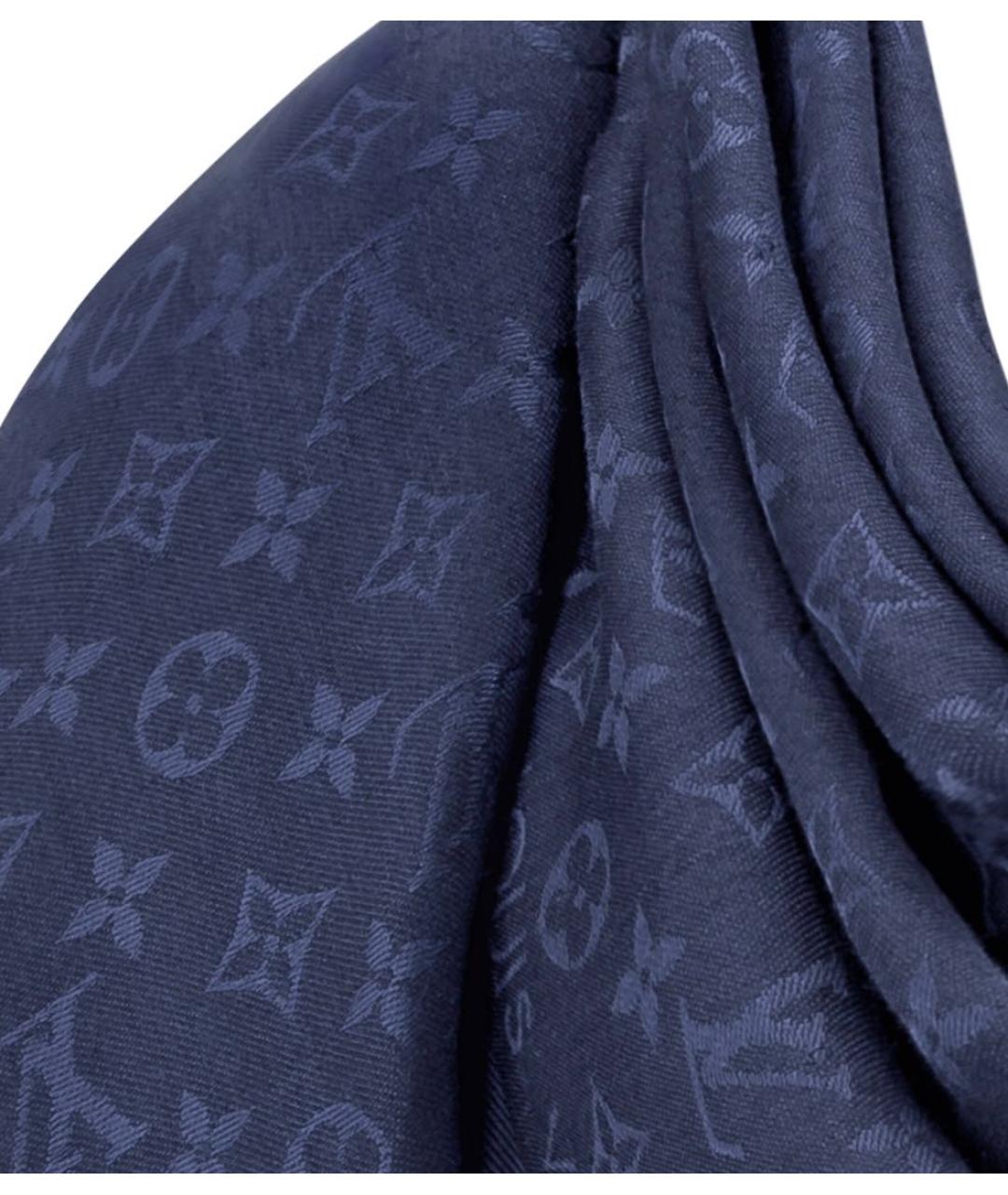 LOUIS VUITTON Темно-синий шерстяной платок, фото 2