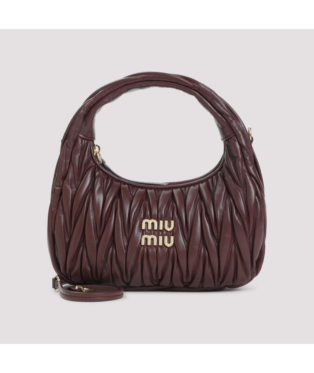 MIU MIU Бордовая кожаная сумка с короткими ручками, фото 3