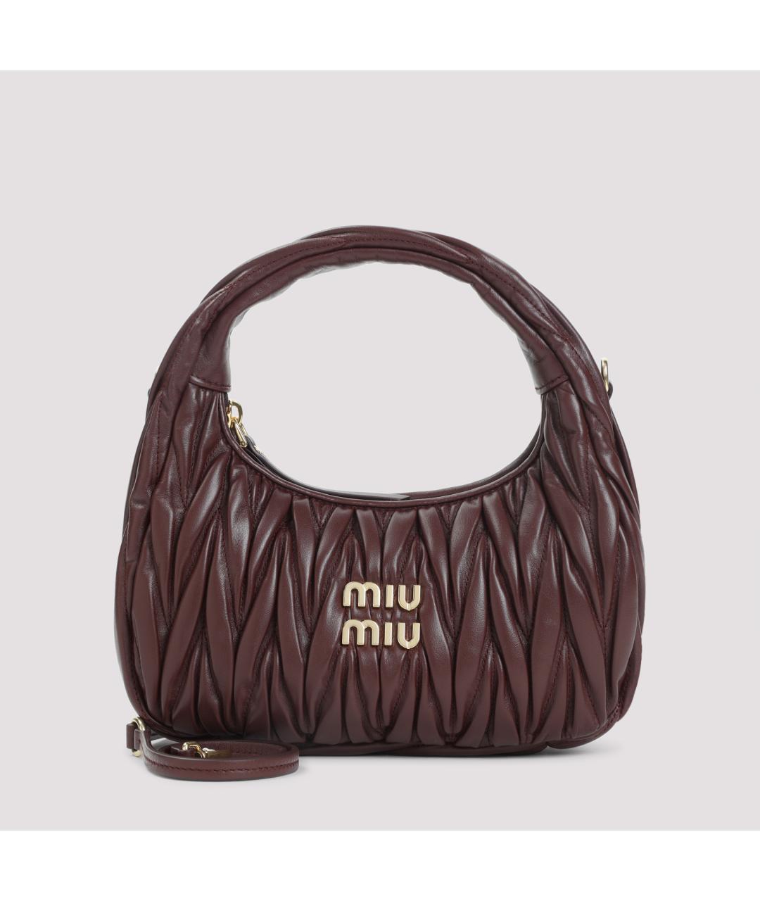 MIU MIU Бордовая кожаная сумка с короткими ручками, фото 2
