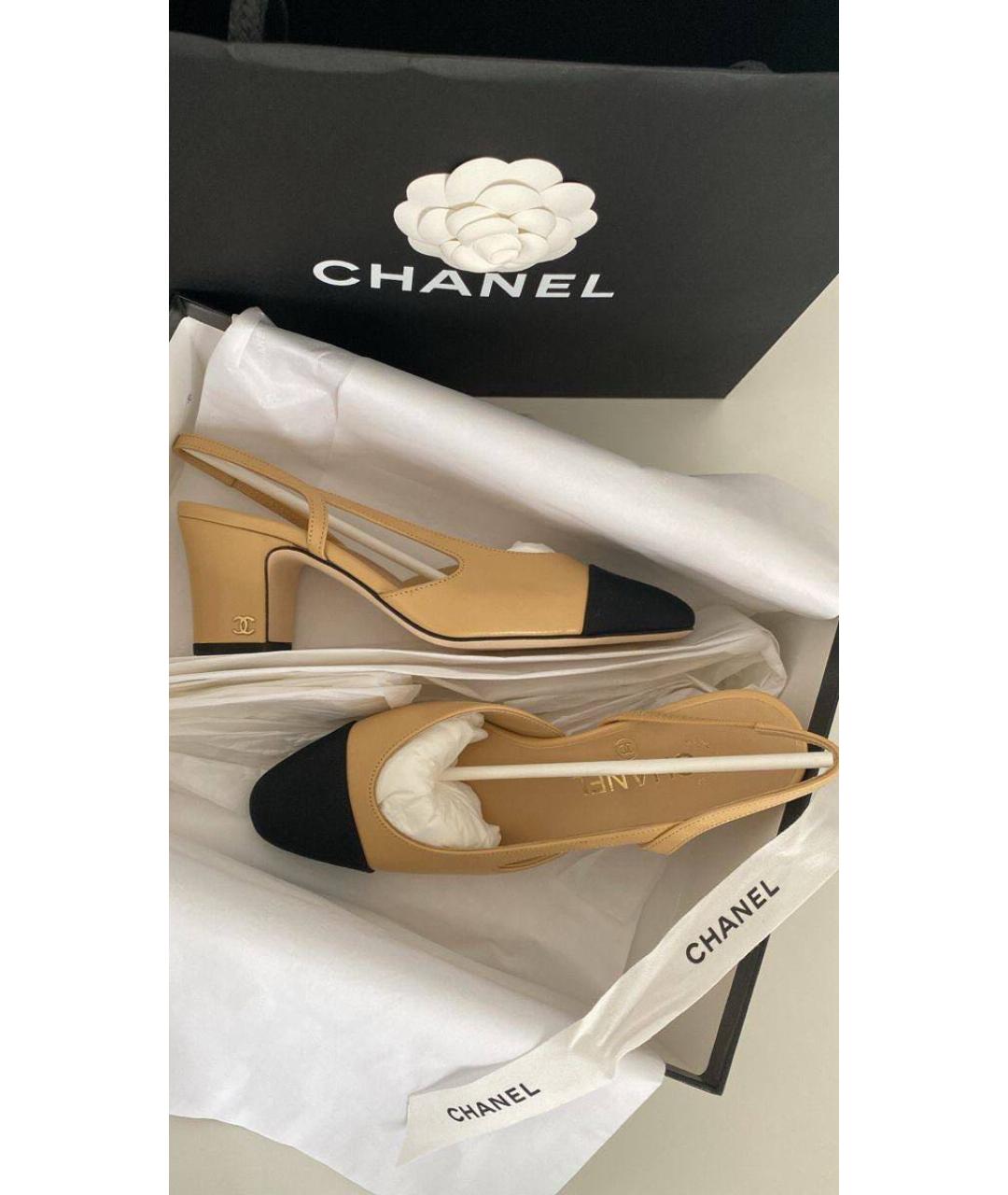 CHANEL Бежевые кожаные туфли, фото 2