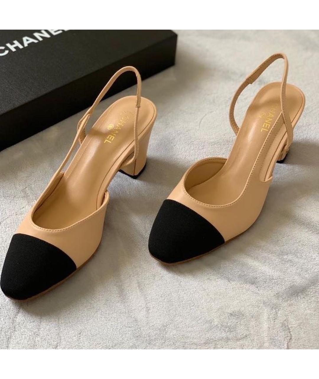 CHANEL Бежевые кожаные туфли, фото 3