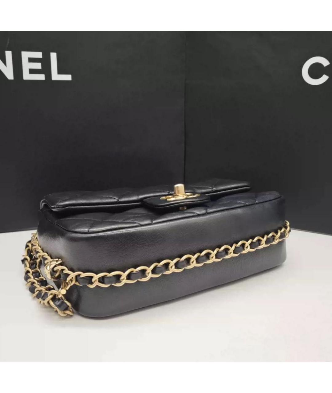 CHANEL Черная кожаная сумка через плечо, фото 6