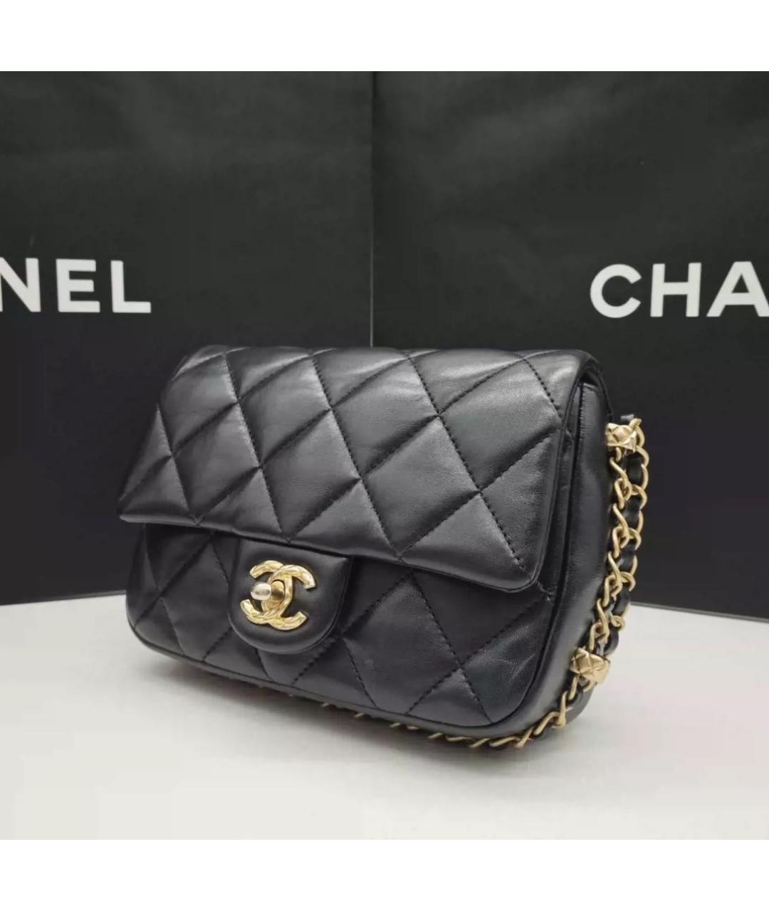 CHANEL Черная кожаная сумка через плечо, фото 4