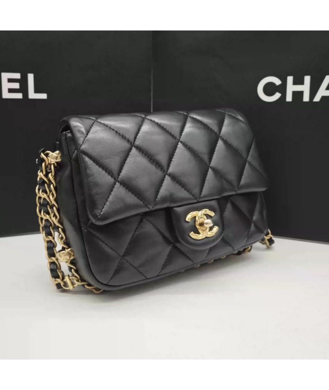 CHANEL Черная кожаная сумка через плечо, фото 5