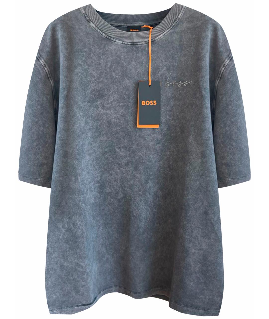 HUGO BOSS Серая хлопко-эластановая футболка, фото 1