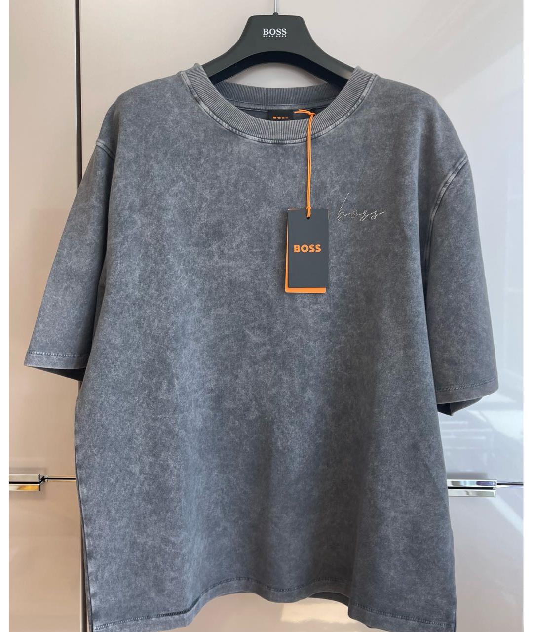 HUGO BOSS Серая хлопко-эластановая футболка, фото 3