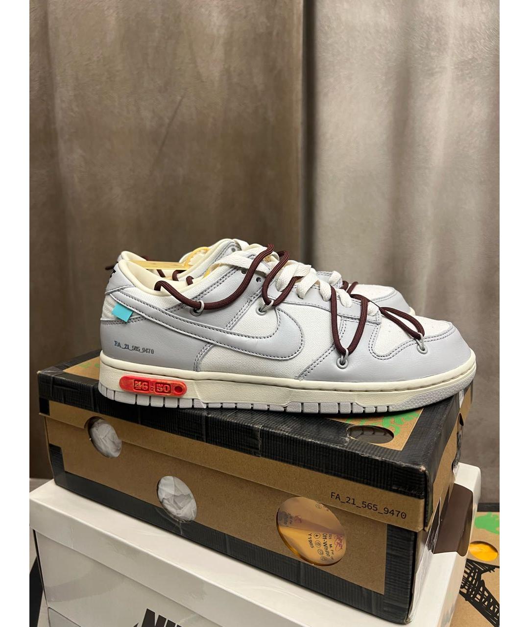 NIKE X OFF-WHITE Серые низкие кроссовки / кеды, фото 6