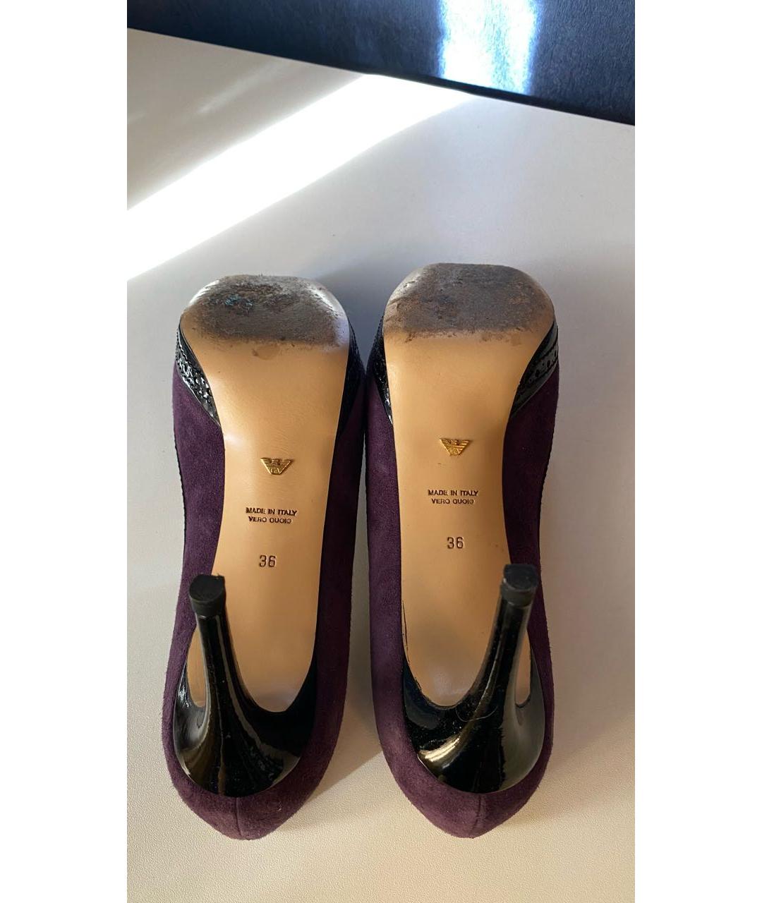 EMPORIO ARMANI Фиолетовые замшевые туфли, фото 4