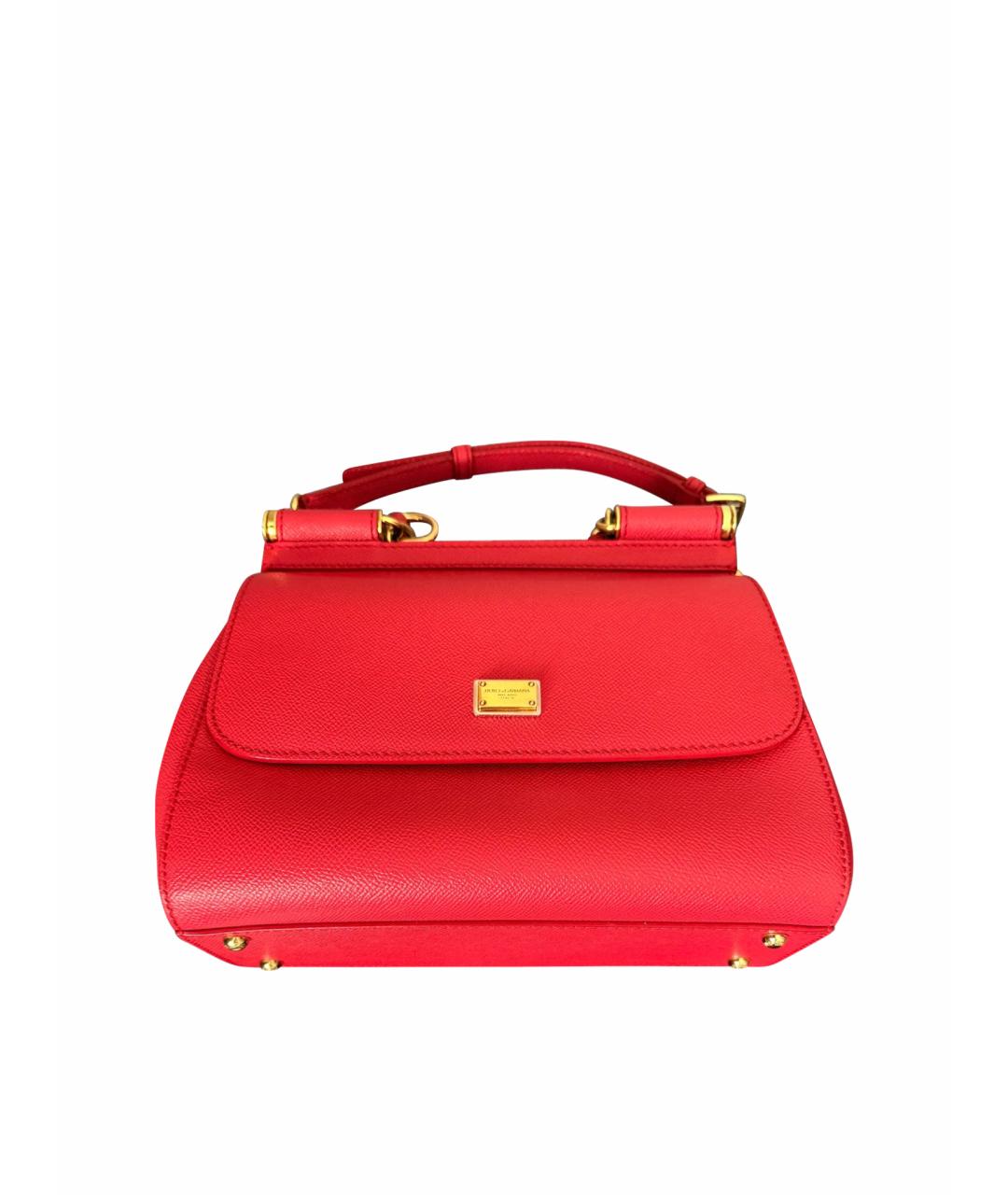 DOLCE&GABBANA Красная кожаная сумка с короткими ручками, фото 1