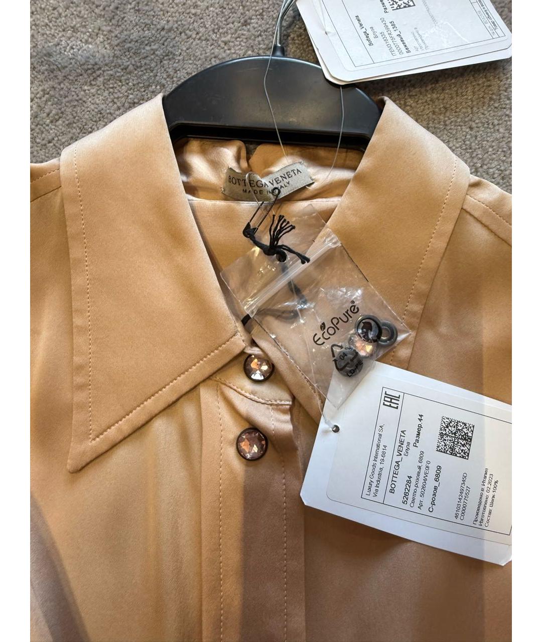 BOTTEGA VENETA Розовая шелковая рубашка, фото 8