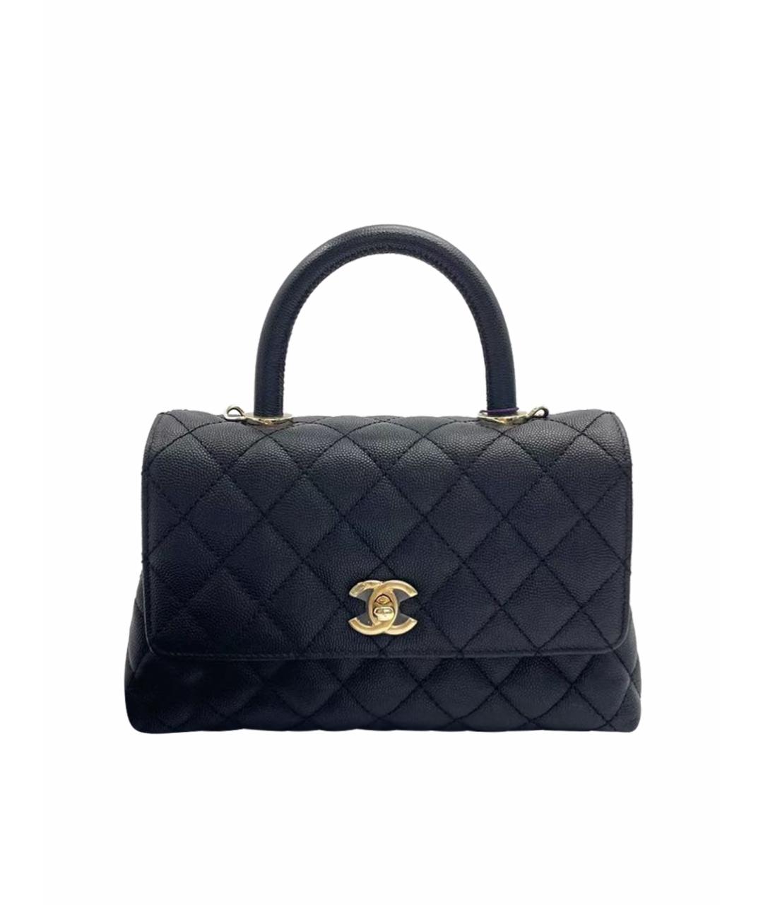 CHANEL Черная кожаная сумка с короткими ручками, фото 1