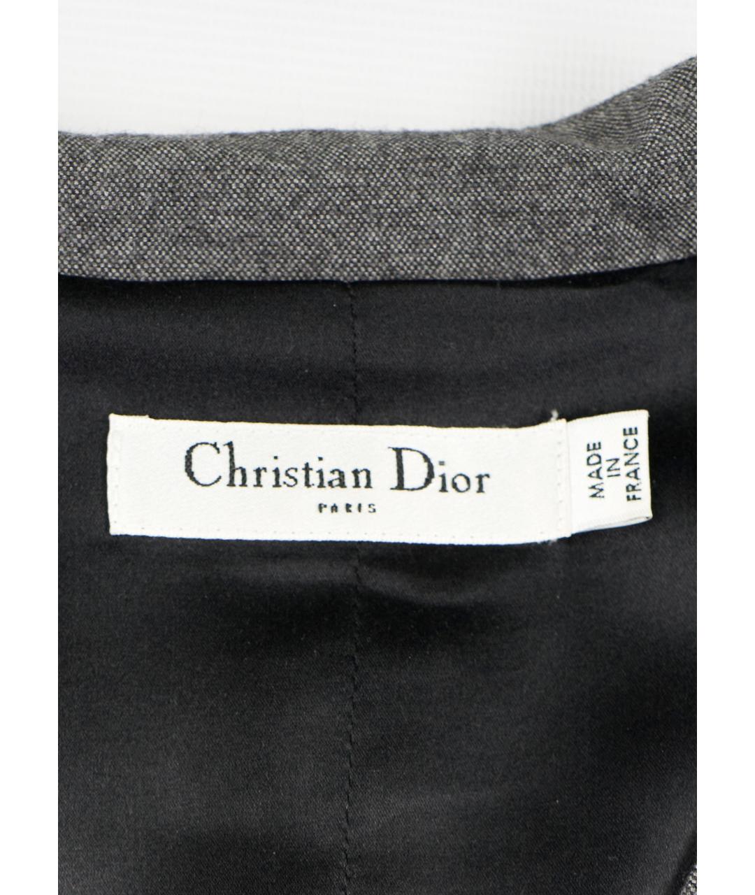 CHRISTIAN DIOR Серое шерстяное повседневное платье, фото 6