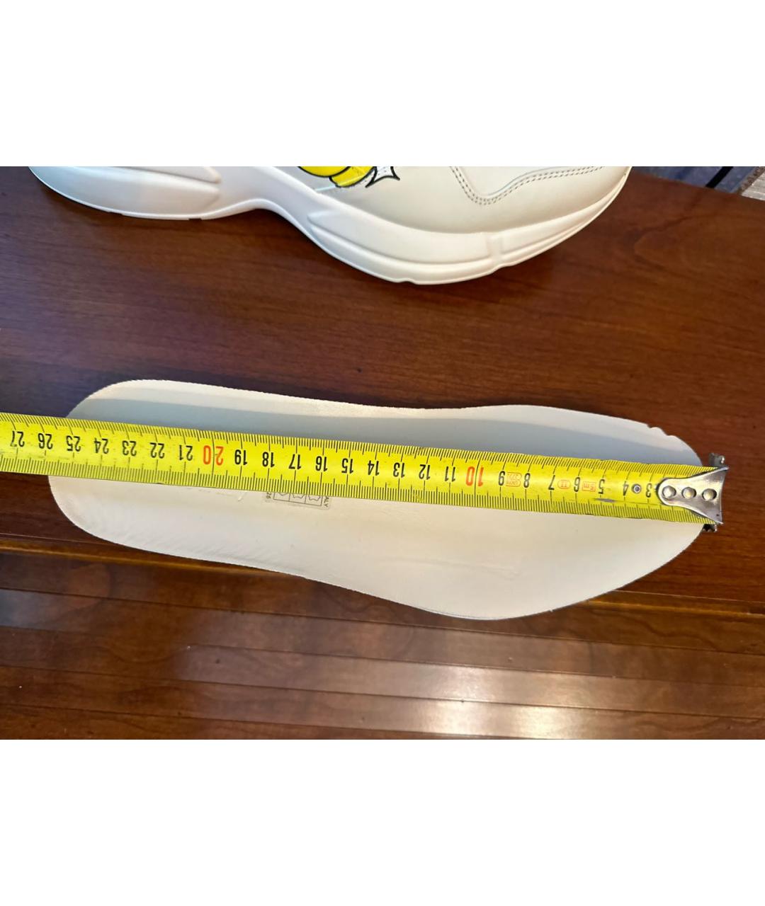 GUCCI Бежевые кожаные низкие кроссовки / кеды, фото 7