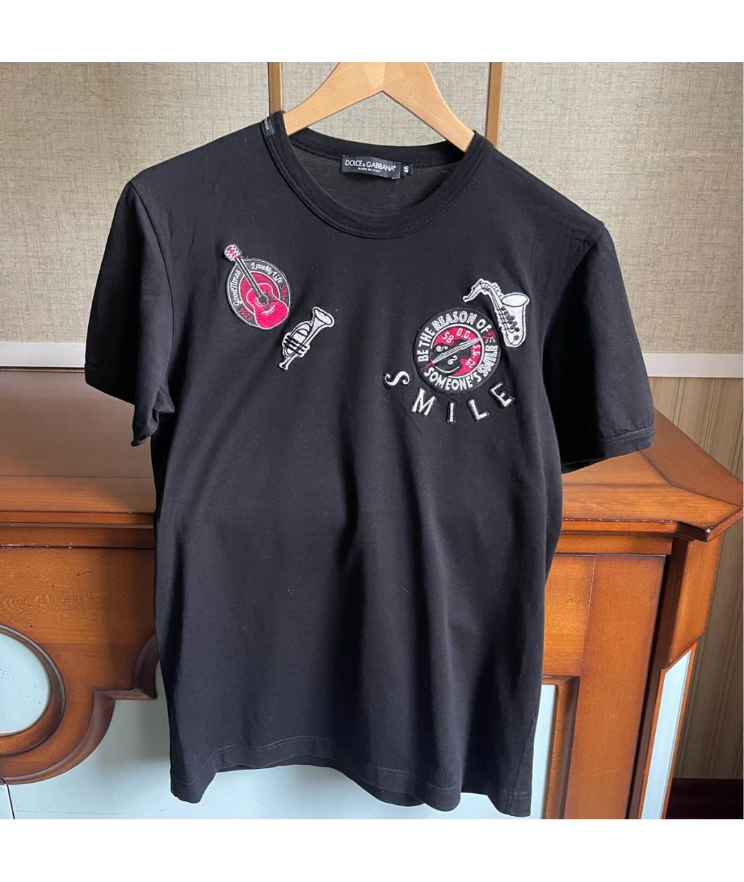 DOLCE&GABBANA Черная хлопковая футболка, фото 8
