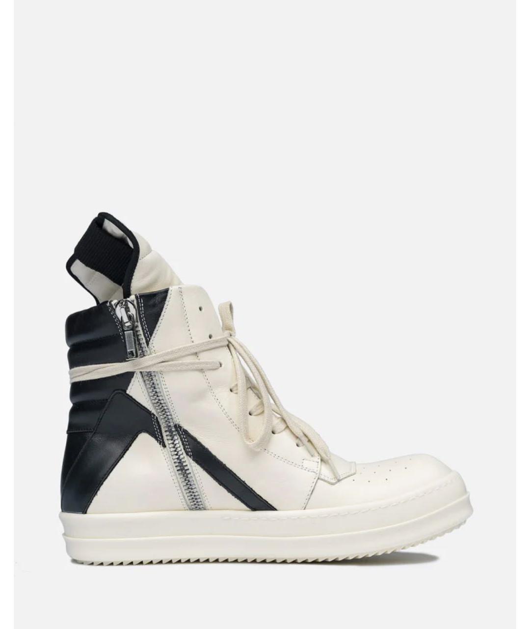 RICK OWENS Белые кожаные высокие кроссовки / кеды, фото 5