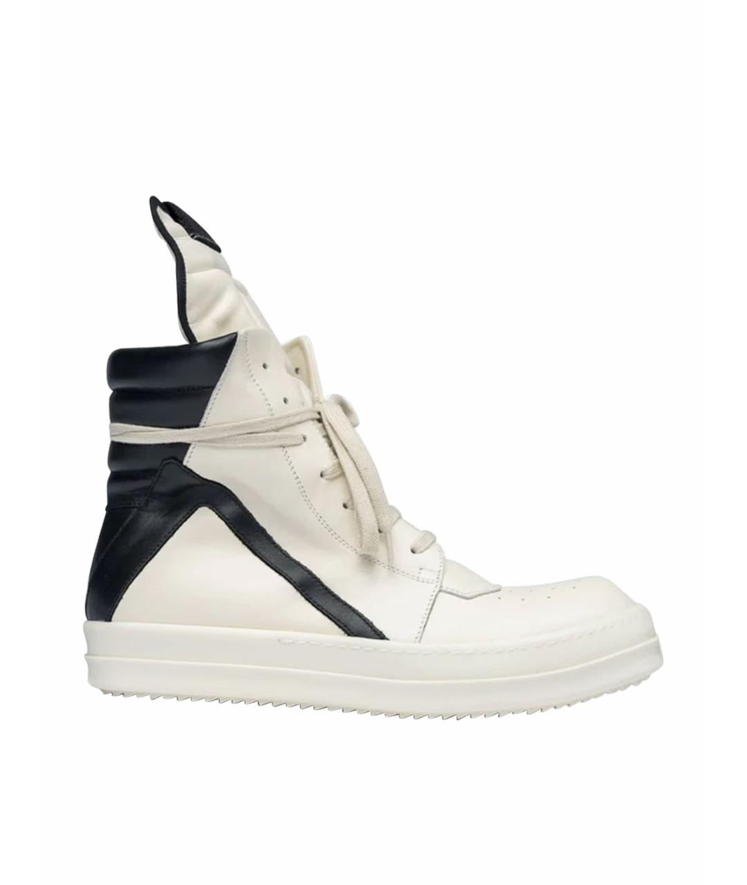 RICK OWENS Белые кожаные высокие кроссовки / кеды, фото 1