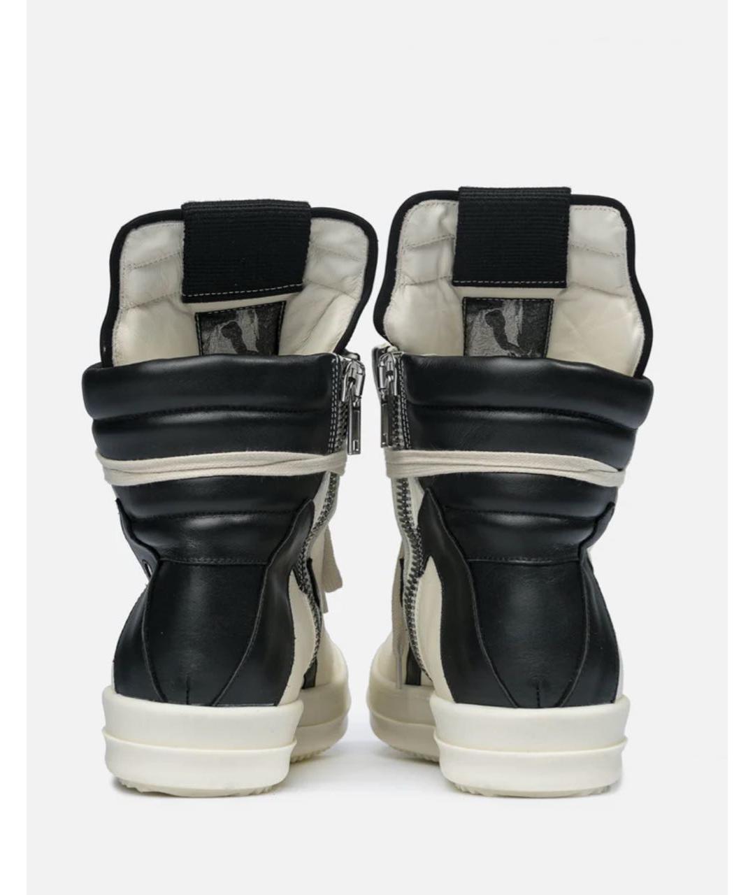 RICK OWENS Белые кожаные высокие кроссовки / кеды, фото 4