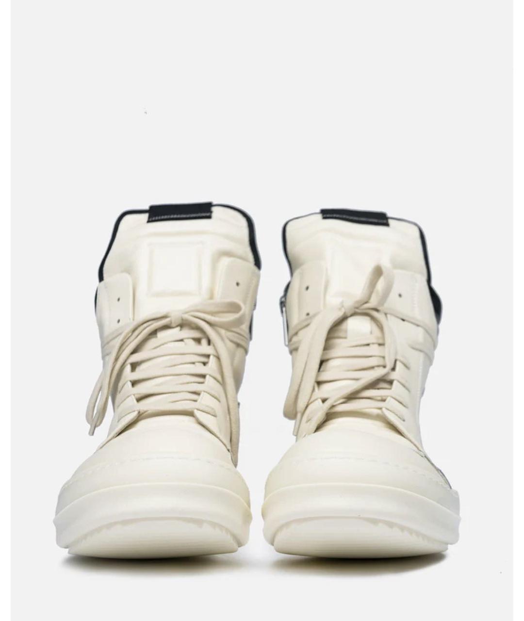 RICK OWENS Белые кожаные высокие кроссовки / кеды, фото 3