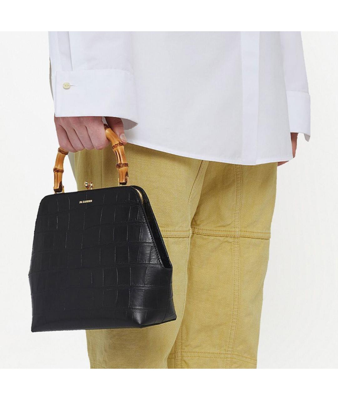 JIL SANDER Черная кожаная сумка с короткими ручками, фото 3