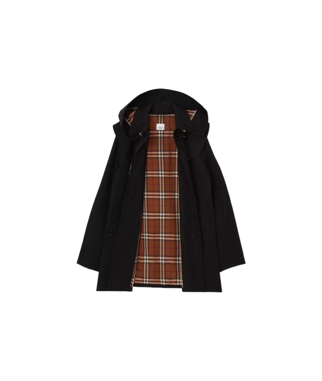 BURBERRY Черный хлопковый тренч/плащ, фото 2