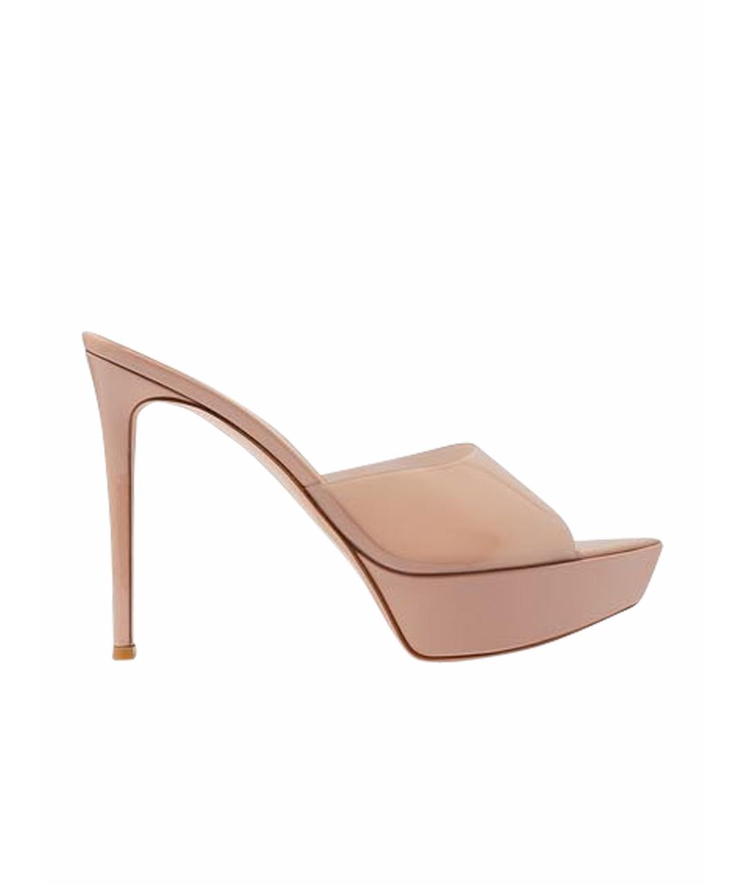 GIANVITO ROSSI Бежевые мюли из лакированной кожи, фото 1