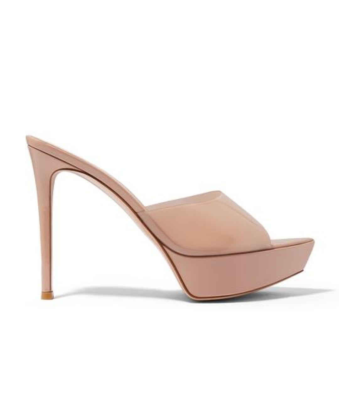 GIANVITO ROSSI Бежевые мюли из лакированной кожи, фото 5