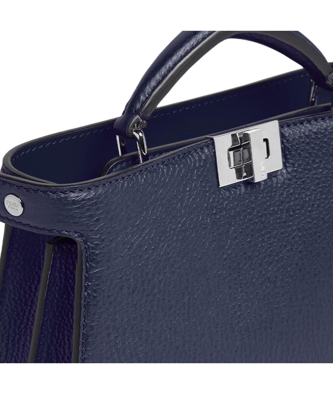 FENDI Темно-синяя кожаная сумка на плечо, фото 5
