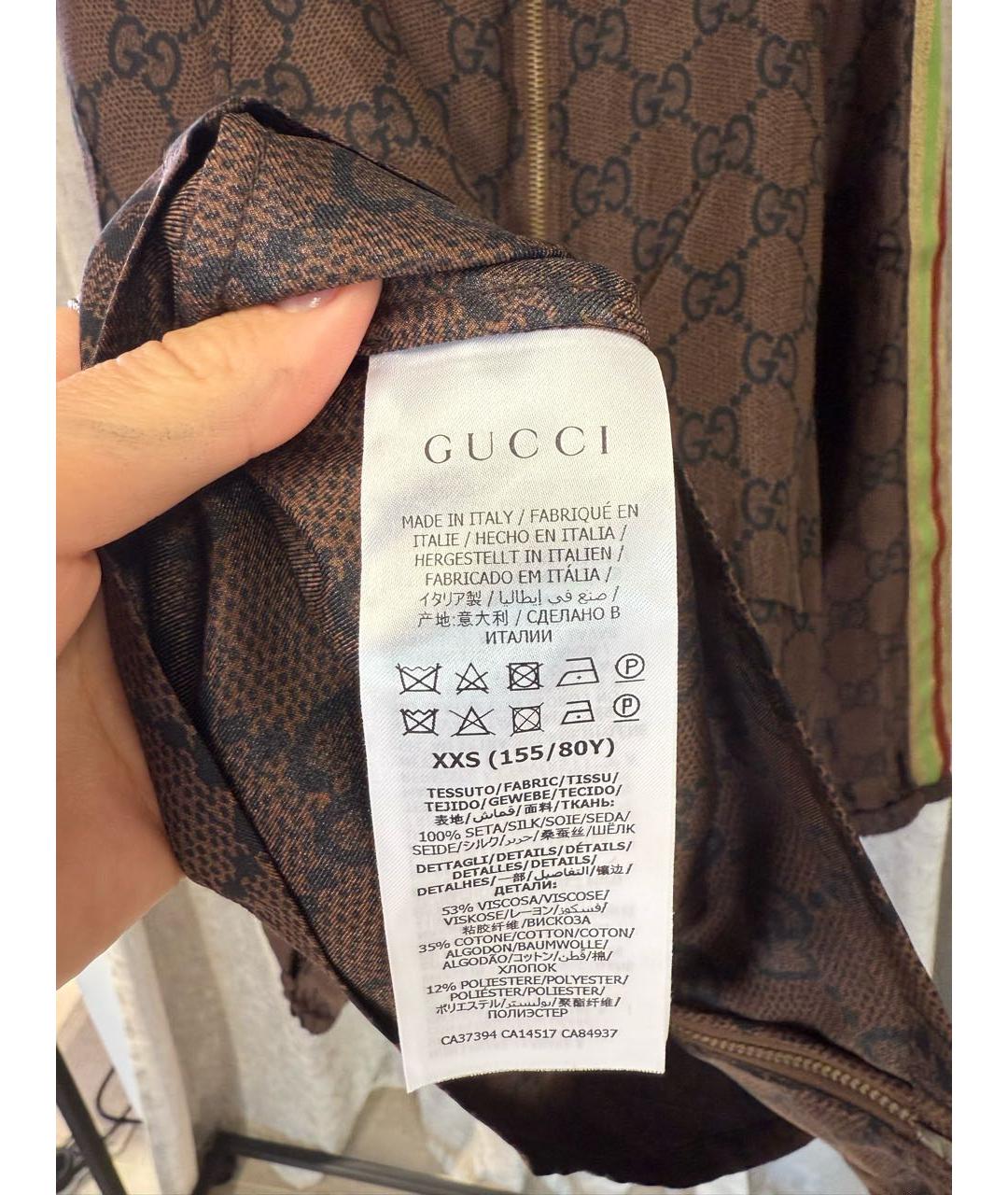 GUCCI Коричневый шелковый костюм с брюками, фото 6