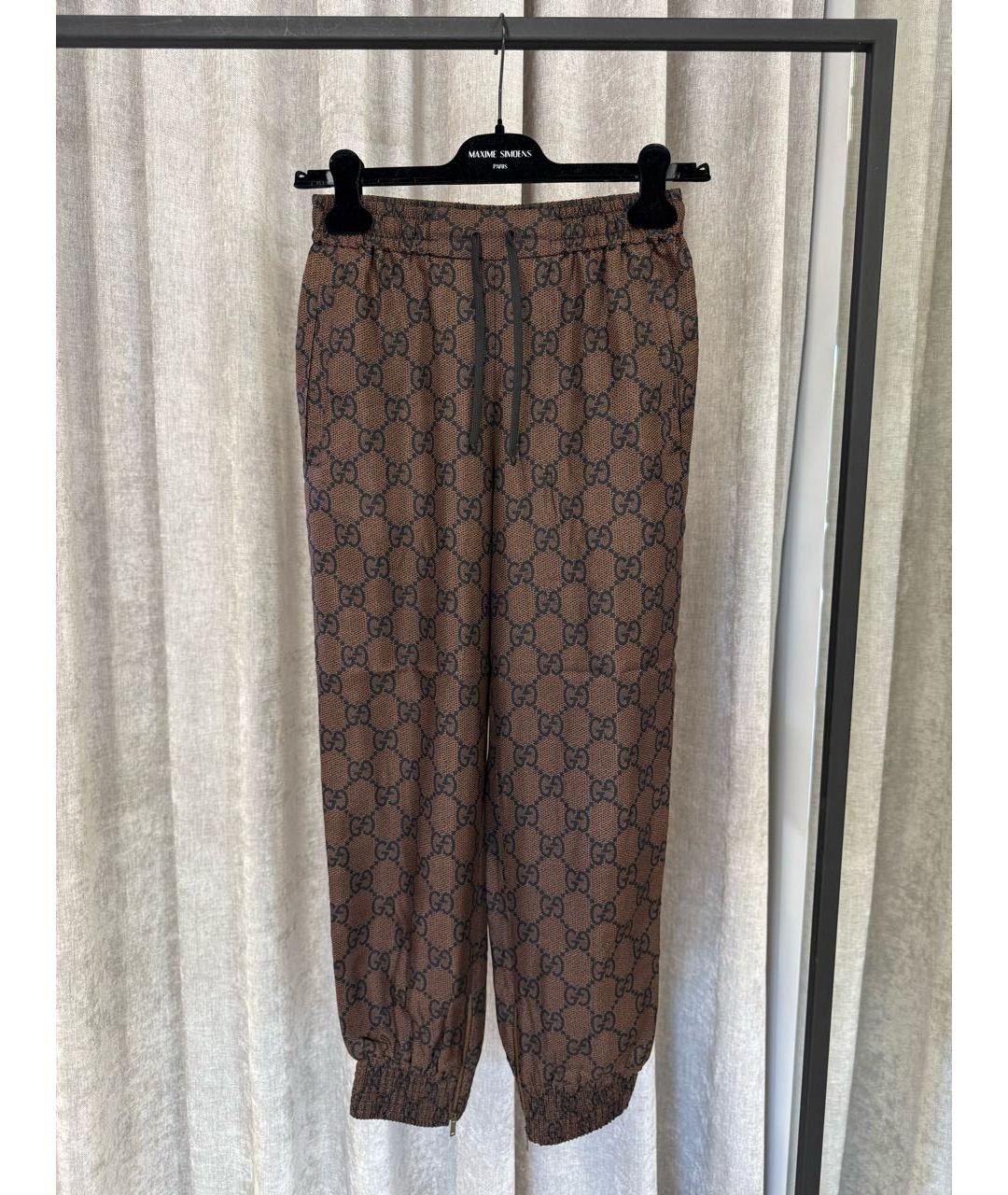 GUCCI Коричневый шелковый костюм с брюками, фото 2