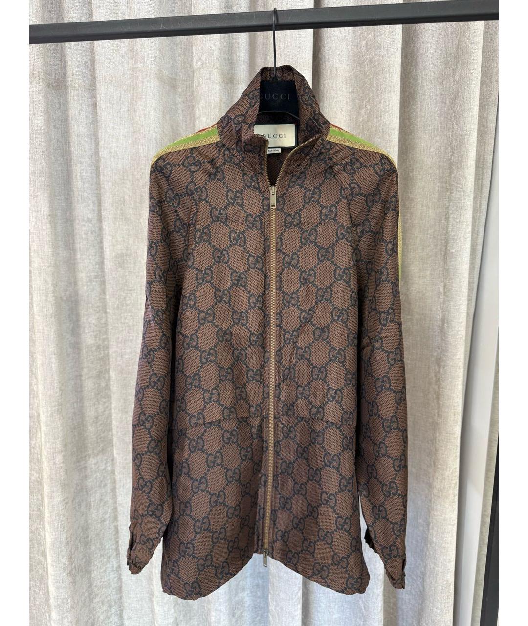 GUCCI Коричневый шелковый костюм с брюками, фото 7