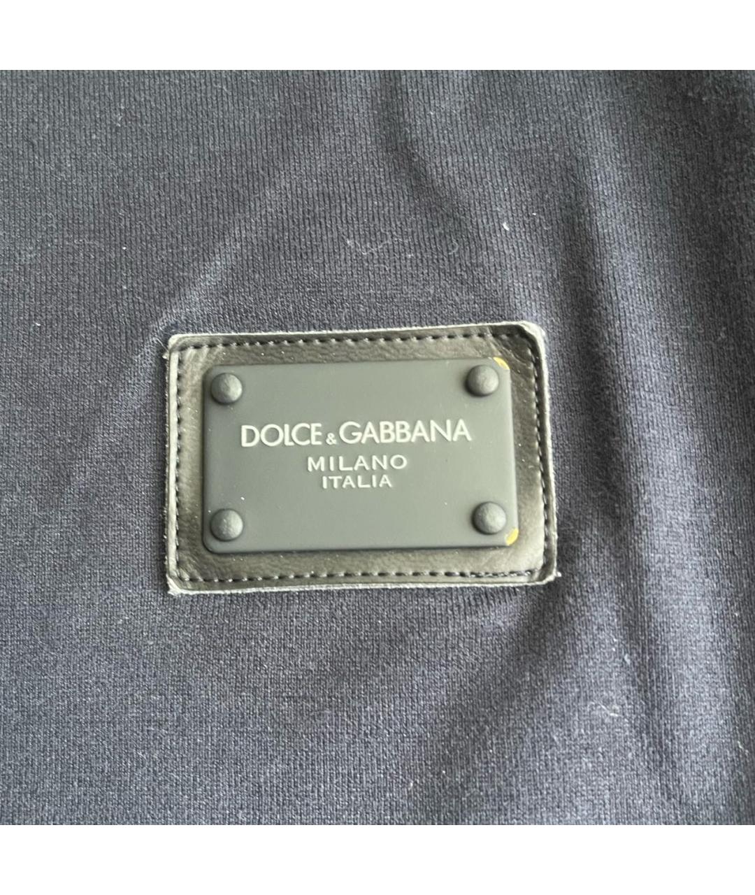 DOLCE&GABBANA Темно-синяя хлопковая футболка, фото 7