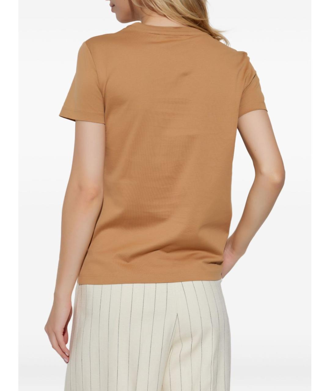 MAX MARA Бежевая хлопковая футболка, фото 3