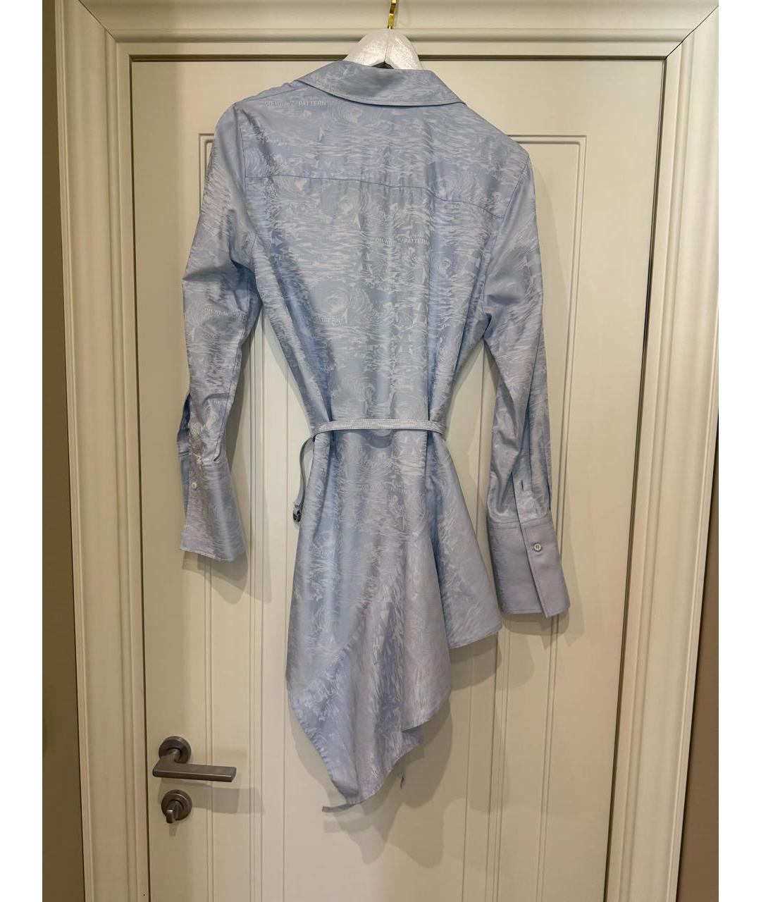 OFF-WHITE Голубое хлопковое коктейльное платье, фото 2