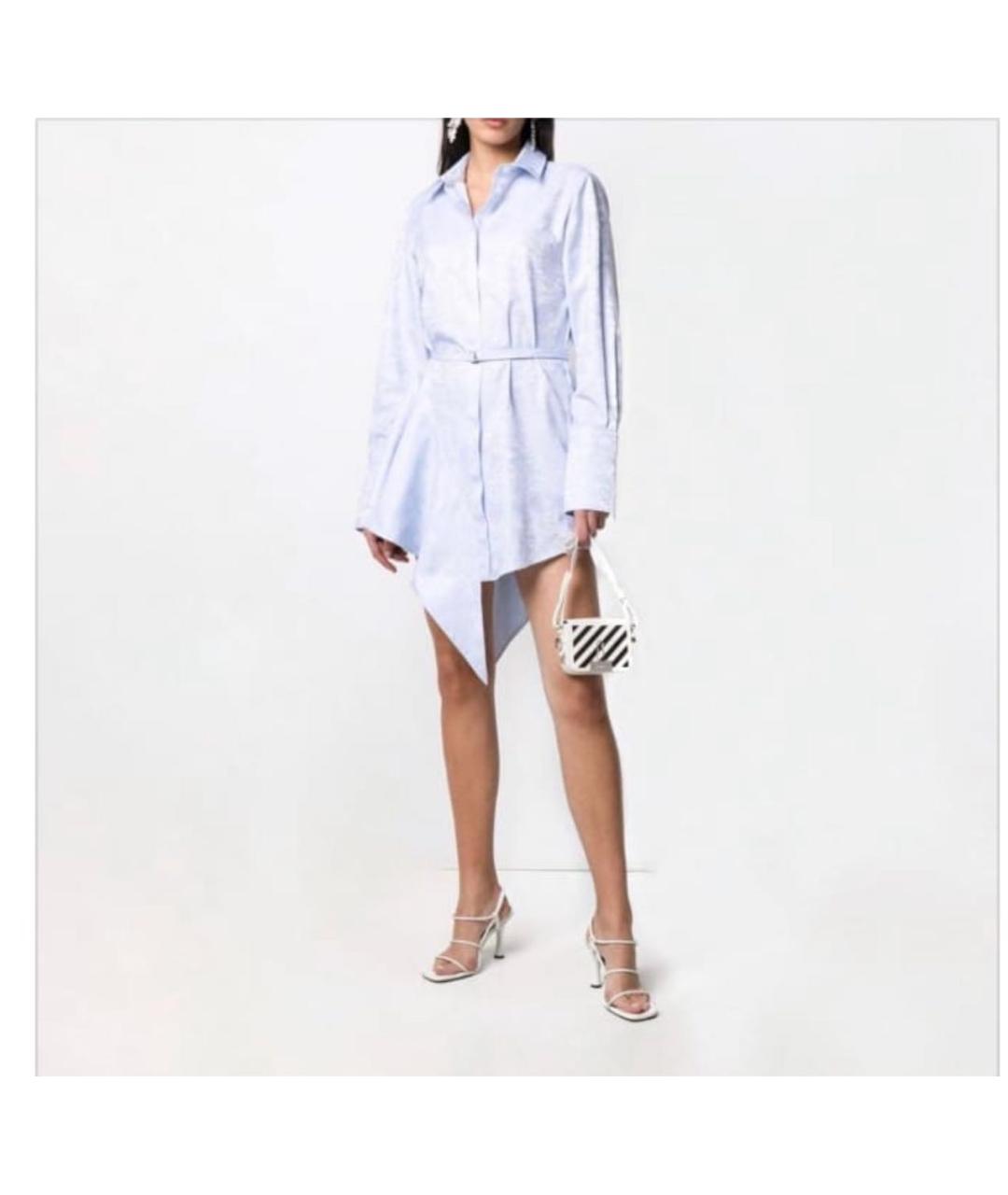 OFF-WHITE Голубое хлопковое коктейльное платье, фото 5
