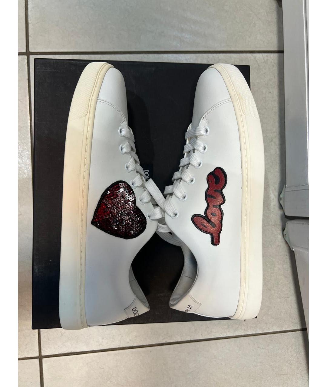 DOLCE&GABBANA Белые кожаные кеды, фото 3