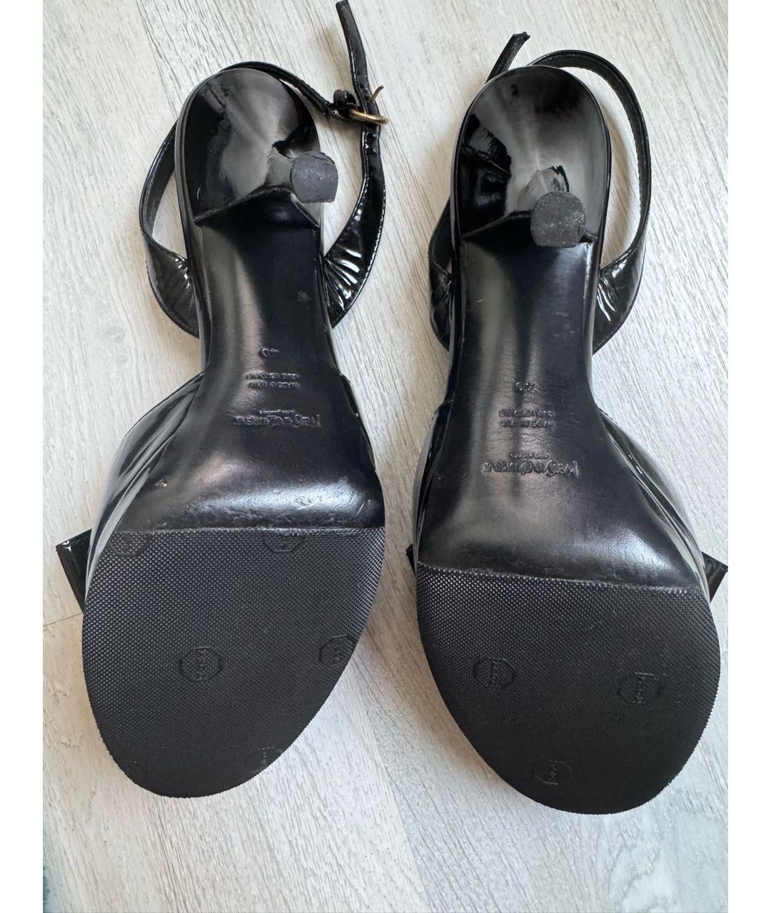 SAINT LAURENT Черные босоножки из лакированной кожи, фото 5