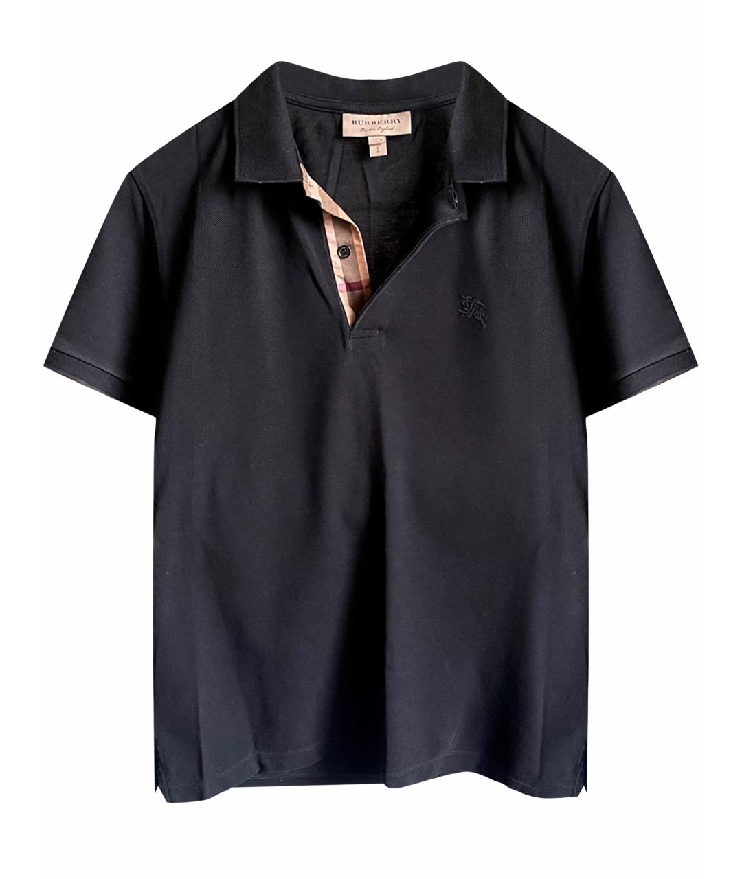 BURBERRY Черное хлопковое поло с коротким рукавом, фото 1