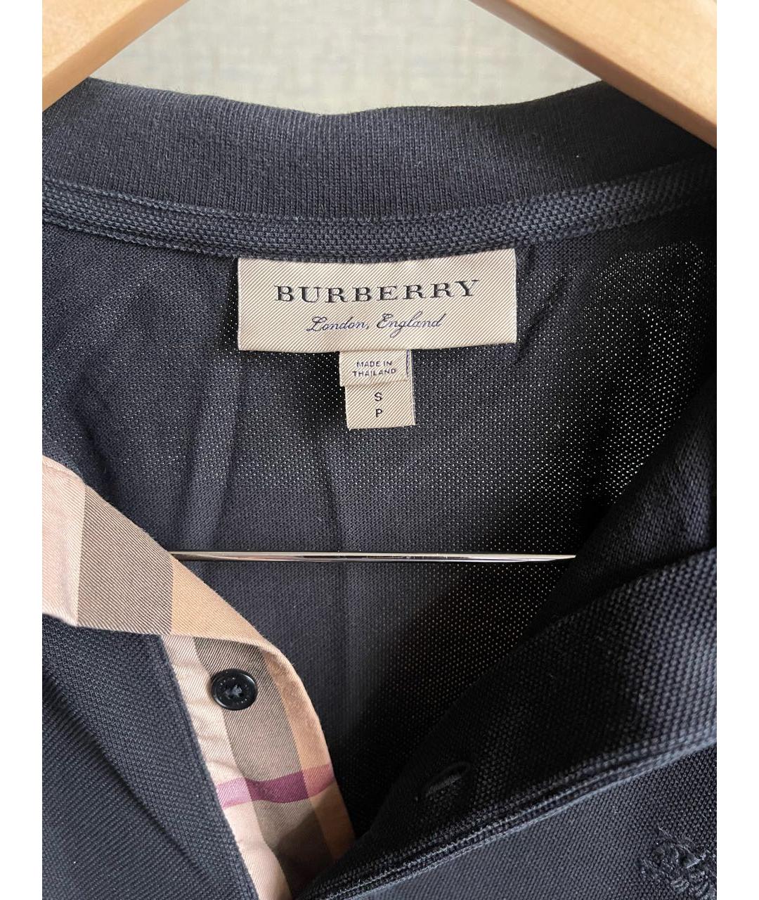 BURBERRY Черное хлопковое поло с коротким рукавом, фото 3