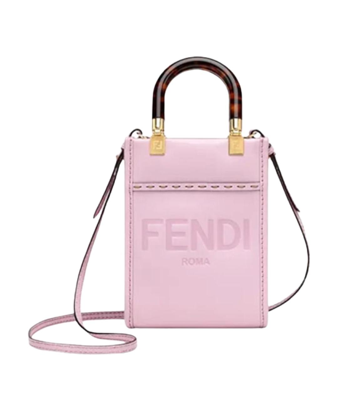 FENDI Розовая кожаная сумка с короткими ручками, фото 1