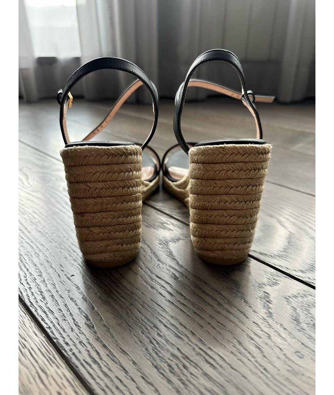 GUCCI Черные кожаные босоножки, фото 4