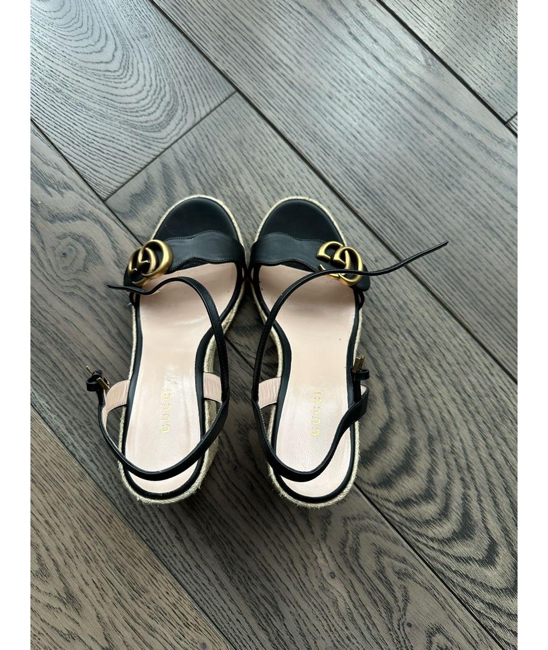 GUCCI Черные кожаные босоножки, фото 3
