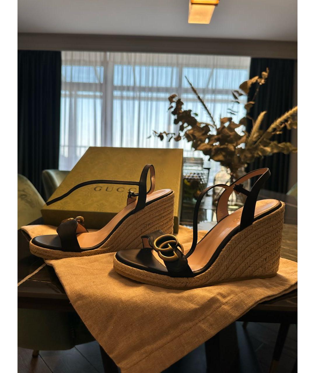 GUCCI Черные кожаные босоножки, фото 8