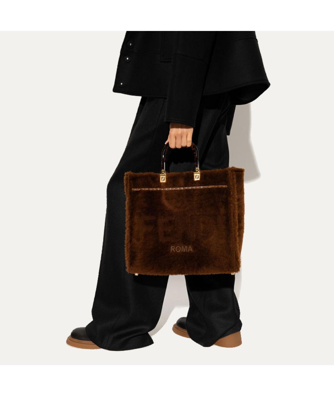 FENDI Коричневая сумка с короткими ручками, фото 5